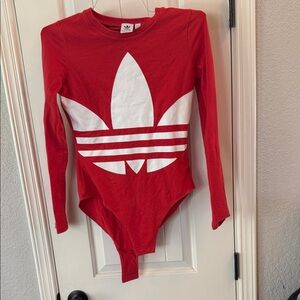 Adidas women’s Red and White Bodysuit